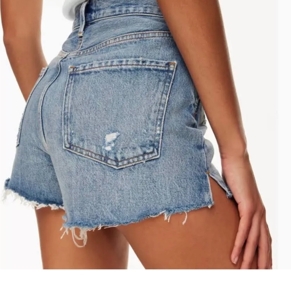 Agolde Jaden High Rise Cut Off Distressed Raw Hem Denim Shorts Sz 30